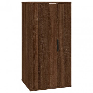 Dulap TV montat pe perete, stejar maro, 40x34,5x80 cm - Img 2