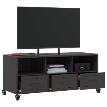 Dulap TV, negru, 100,5x39x43,5 cm, oțel laminat la rece - Img 8