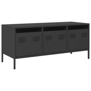 Dulap TV, negru, 101,5x39x43,5 cm, oțel laminat la rece - Img 2