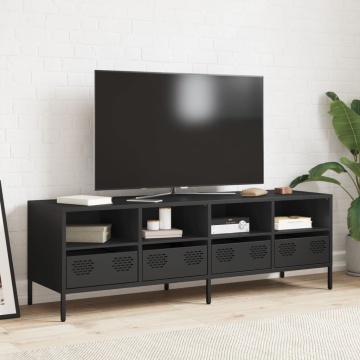 Dulap TV, negru, 135x39x43,5 cm, oțel laminat la rece - Img 3