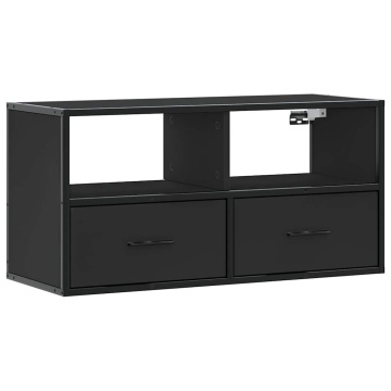 Dulap TV, negru, 80x31x39,5 cm, lemn prelucrat și metal - Img 2