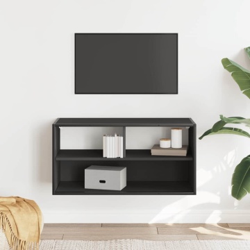 Dulap TV, negru, 80x31x39,5 cm, lemn prelucrat și metal - Img 3