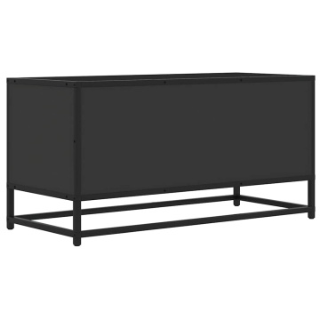 Dulap TV, negru, 80x34,5x40 cm, lemn prelucrat și metal - Img 5