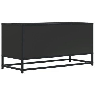 Dulap TV, negru, 80x34,5x40 cm, lemn prelucrat și metal - Img 5