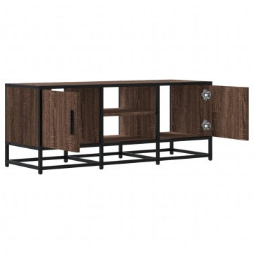 Dulap TV, stejar maro, 100x35x41 cm, lemn prelucrat și metal - Img 6