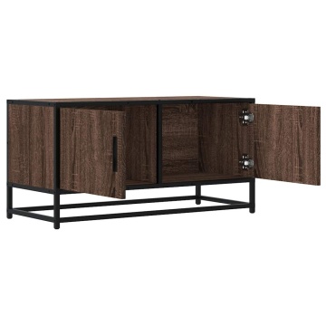 Dulap TV, stejar maro, 80x34,5x40 cm, lemn prelucrat și metal - Img 6