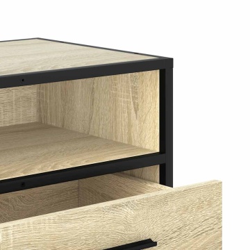 Dulap TV stejar sonoma, 100x34,5x40 cm, lemn prelucrat și metal - Img 7