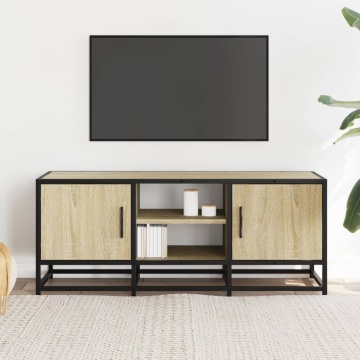 Dulap TV, stejar sonoma, 100x35x41 cm, lemn prelucrat și metal - Img 3