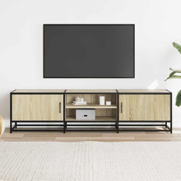 Dulap TV, stejar sonoma, 160x35x41 cm, lemn prelucrat și metal - Img 3