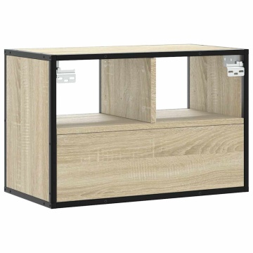 Dulap TV, stejar sonoma, 60x31x39,5cm, lemn prelucrat și metal - Img 5