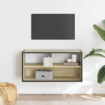 Dulap TV, stejar sonoma, 80x31x39,5 cm, lemn prelucrat și metal - Img 3