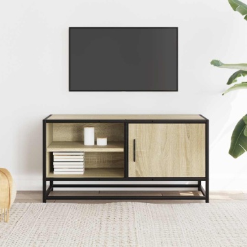 Dulap TV, stejar sonoma, 80x34,5x40 cm, lemn prelucrat și metal - Img 3