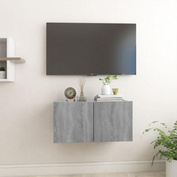 Dulap TV suspendat, gri sonoma, 60x30x30 cm, lemn prelucrat - Img 1