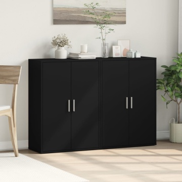 Dulapuri, 2 buc., negru, 60x31x84 cm, lemn prelucrat - Img 3