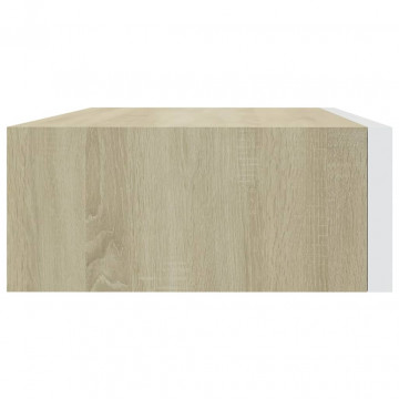 Dulapuri de perete cu sertar 2 buc stejar/alb 40x23,5x10 cm MDF - Img 5