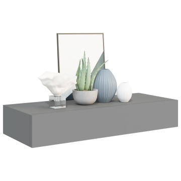 Dulapuri de perete cu sertare, 2 buc. gri, 60x23,5x10 cm, MDF - Img 3