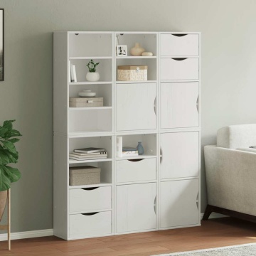 Dulapuri laterale 6 buc ODDA alb 40x24x79 cm lemn masiv de pin - Img 1