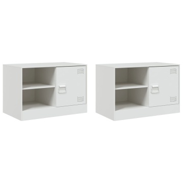 Dulapuri TV 2 buc., alb, 67x39x44 cm Otel - Img 2