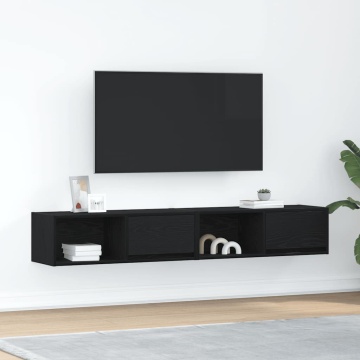 Dulapuri TV 2 buc Stejar negru 80x31x25,5 cm Lemn prelucrat - Img 1