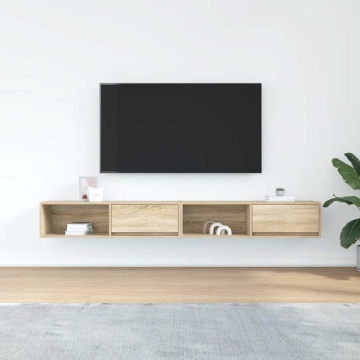 Dulapuri TV 2 buc Stejar Sonoma 100x31x25,5 cm Lemn prelucrat - Img 3