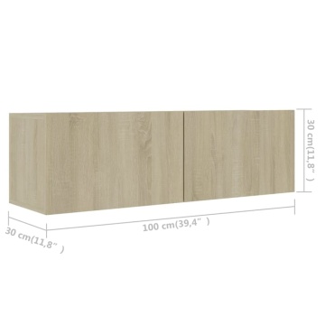 Dulapuri TV, 4 buc., stejar sonoma, 100x30x30 cm lemn prelucrat - Img 7