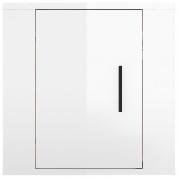 Dulapuri TV montate perete 2 buc. alb extralucios 40x34,5x40 cm - Img 5