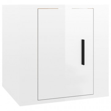 Dulapuri TV montate perete 2 buc. alb extralucios 40x34,5x40 cm - Img 8
