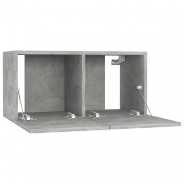 Dulapuri TV suspendate, 3 buc., gri beton, 60x30x30 cm - Img 5