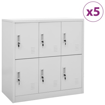 Dulapuri vestiar 5 buc. gri deschis 90x45x92,5 cm oțel - Img 1
