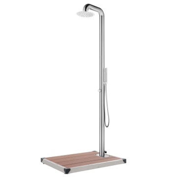 Duș de grădină cu bază maro, 230 cm, oțel inoxidabil - Img 1