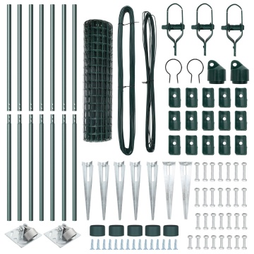 Euro Fence cu 7 stâlpi cu vârf 1.2x10 m Oțel galvanizat Verde - Img 4