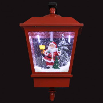 Felinar de perete cu leduri și Moș Crăciun, roșu, 40x27x45 cm - Img 4