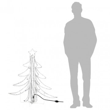Figurină brad de Crăciun pliabil LED 3 buc alb cald 87x87x93 cm - Img 6