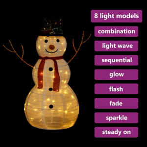 Figurină decorativă Crăciun om de zăpadă LED țesătură lux 90 cm - Img 4