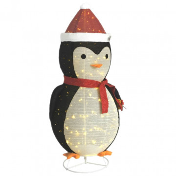 Figurină pinguin decorativă Crăciun, LED, 180 cm, țesătură lux - Img 2