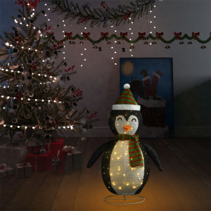 Figurină pinguin zăpadă decorativ Crăciun LED țesătură lux 90cm - Img 3