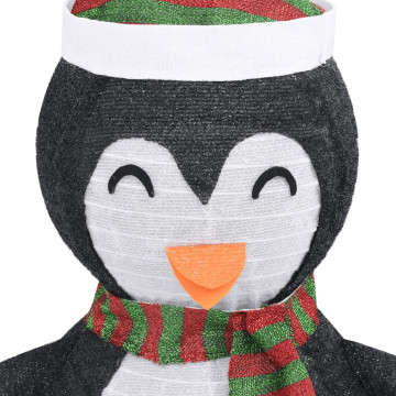 Figurină pinguin zăpadă decorativ Crăciun LED țesătură lux 90cm - Img 6