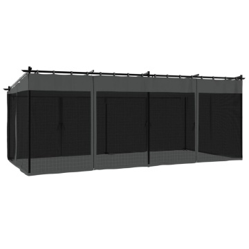 Foișor cu pereți din plasă, antracit, 6x3 m, oțel - Img 5