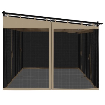 Foișor cu pereți din plasă, gri taupe, 6x3 m, oțel - Img 8