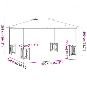 Foișor cu pereți laterali și acoperișuri duble crem 3x4 m - Img 7
