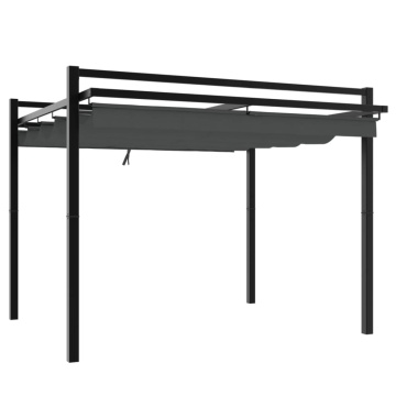 Foișor de grădină acoperiș retractabil antracit 3x3 m aluminiu - Img 2