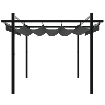 Foișor de grădină acoperiș retractabil antracit 3x3 m aluminiu - Img 8