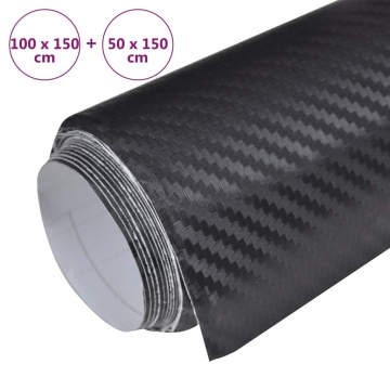 Folii auto 3D, 2 buc., negru, 100x150 cm + 50x150 cm - Img 7