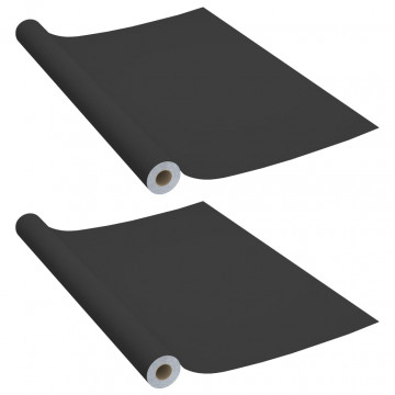 Folii de mobilier autoadezive, 2 buc., negru, 500 x 90 cm, PVC - Img 2