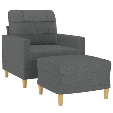 Fotoliu canapea cu taburet, gri închis, 60 cm, textil - Img 3
