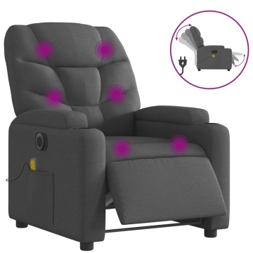 Fotoliu electric de masaj rabatabil, gri închis, textil - Img 2