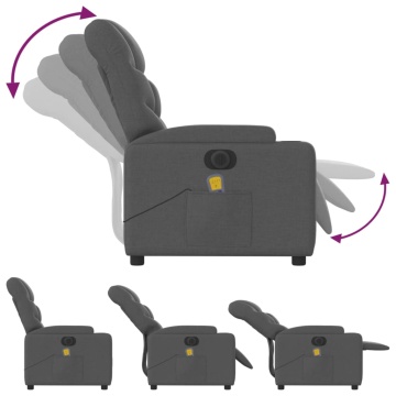 Fotoliu electric de masaj rabatabil, gri închis, textil - Img 5