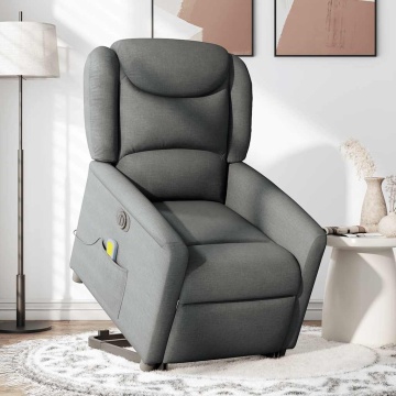 Fotoliu electric masaj rabatabil cu ridicare, gri închis textil - Img 2