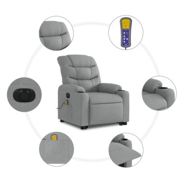 Fotoliu electric masaj rabatabil cu ridicare, gri închis textil - Img 7