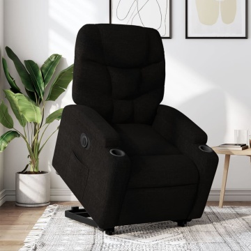 Fotoliu electric rabatabil cu ridicare, negru, textil - Img 1